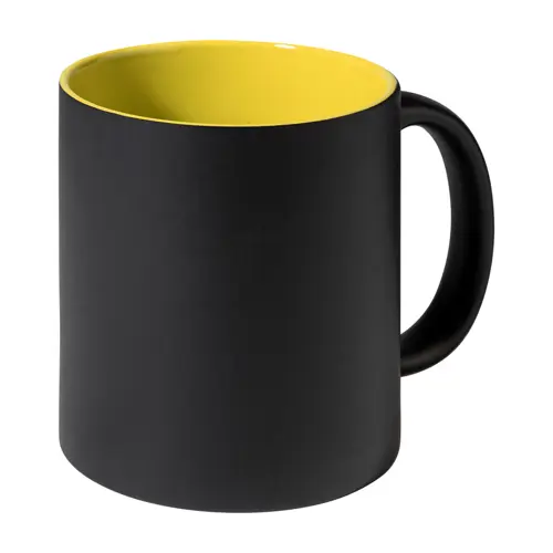 Tazza in ceramica nera con interno colorato e personalizzazione in tinta 350ml