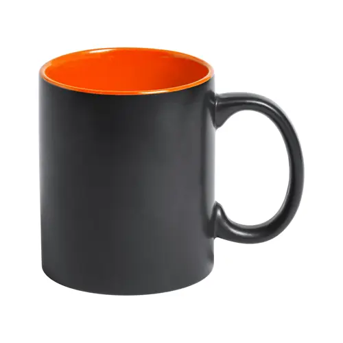 Tazza in ceramica nera con interno colorato e personalizzazione in tinta 350ml