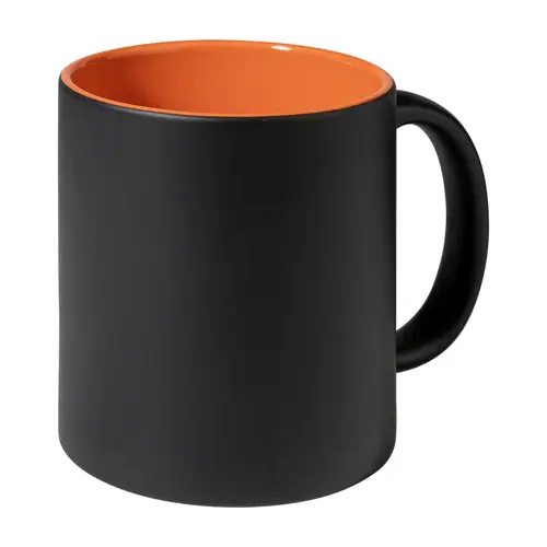 Tazza in ceramica nera con interno colorato e personalizzazione in tinta 350ml
