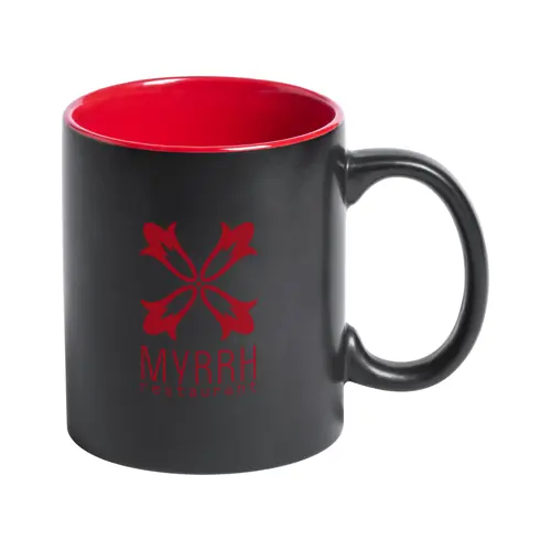 Tazza in ceramica nera con interno colorato e personalizzazione in tinta 350ml