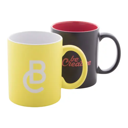 Tazza in ceramica nera con interno colorato e personalizzazione in tinta 350ml