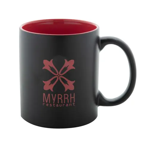 Tazza in ceramica nera con interno colorato e personalizzazione in tinta 350ml