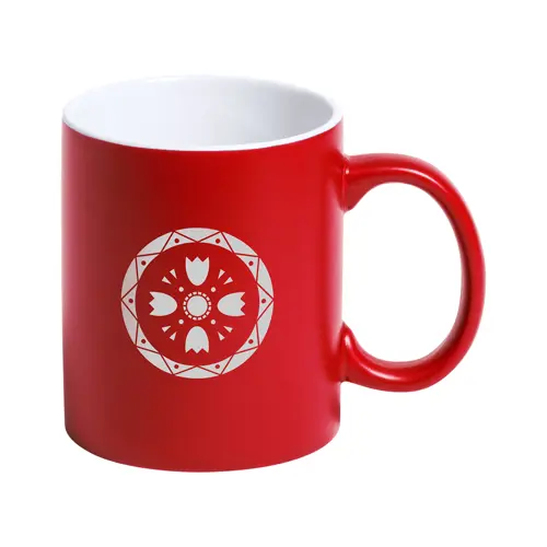 Tazza colorata in ceramica con parete interna bianca e personalizzazione in tinta 350ml