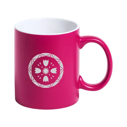 Tazza colorata in ceramica con parete interna bianca e personalizzazione in tinta 350ml