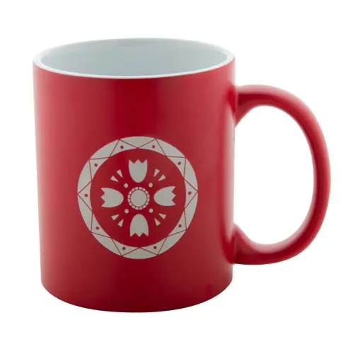 Tazza colorata in ceramica con parete interna bianca e personalizzazione in tinta 350ml