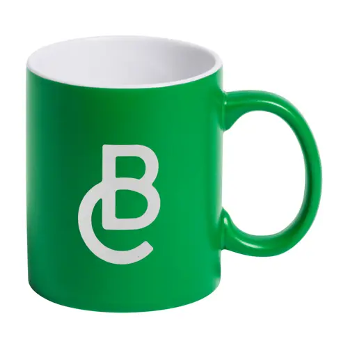 Tazza colorata in ceramica con parete interna bianca e personalizzazione in tinta 350ml