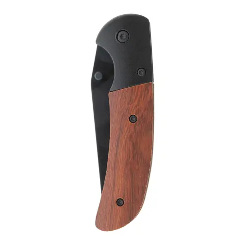 Coltello tascabile in acciaio inox con manico in legno e blocco di sicurezza 101×29×14 mm