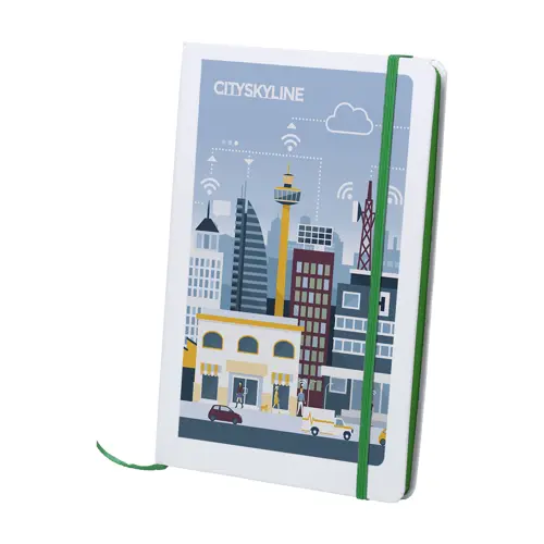 Block notes A5 con copertina in carta con fogli neutri e bordo colorato in coordinato