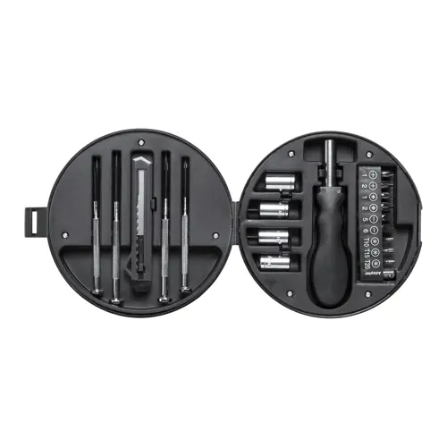 Set da 20 attrezzi in valigetta di plastica a forma di ruota ø128x48mm
