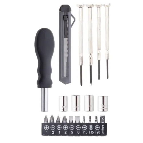 Set da 20 attrezzi in valigetta di plastica a forma di ruota ø128x48mm