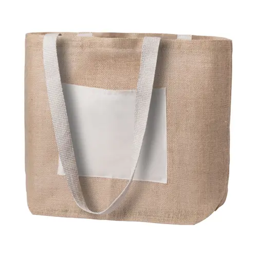 Borsa da spiaggia in juta con tasca frontale e manici abbinati 48×35×15cm