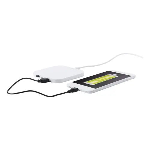 Caricatore wireless bianco con 2 porte USB da 5W