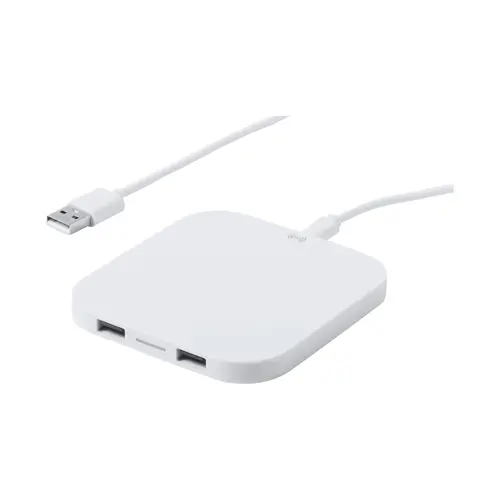 Caricatore wireless bianco con 2 porte USB da 5W