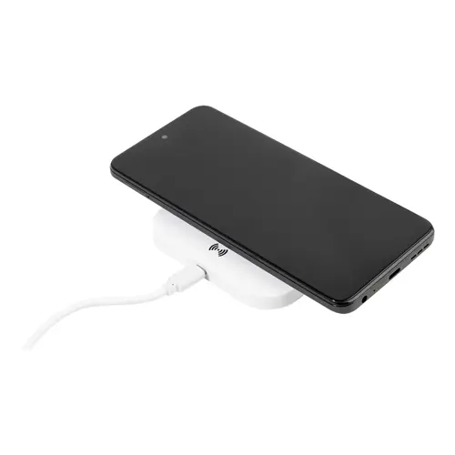 Caricatore wireless bianco con 2 porte USB da 5W