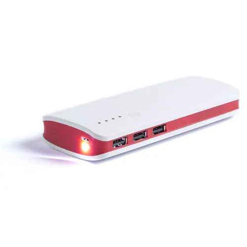 Power bank in plastica e finiture colorate con torcia e indicatore della carica a LED da 10000mAh
