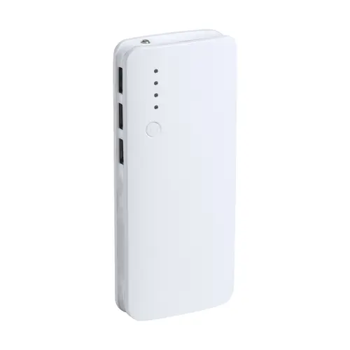 Power bank in plastica e finiture colorate con torcia e indicatore della carica a LED da 10000mAh