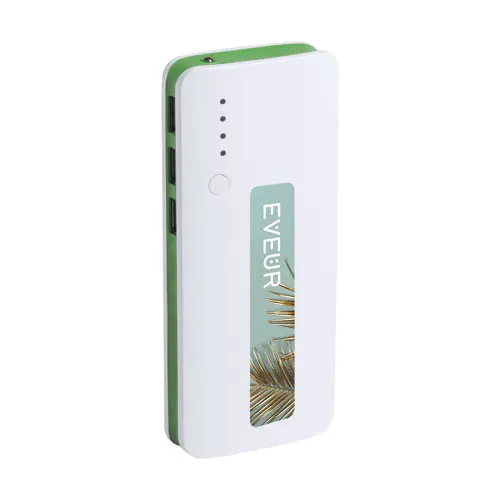 Power bank in plastica e finiture colorate con torcia e indicatore della carica a LED da 10000mAh