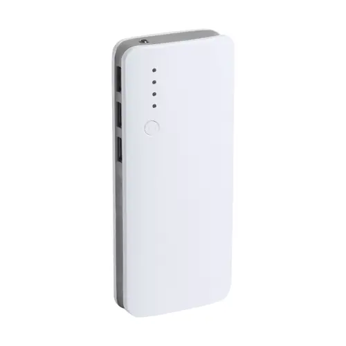 Power bank in plastica e finiture colorate con torcia e indicatore della carica a LED da 10000mAh