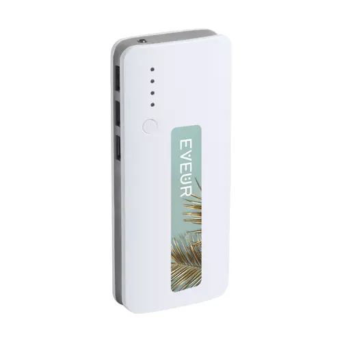 Power bank in plastica e finiture colorate con torcia e indicatore della carica a LED da 10000mAh