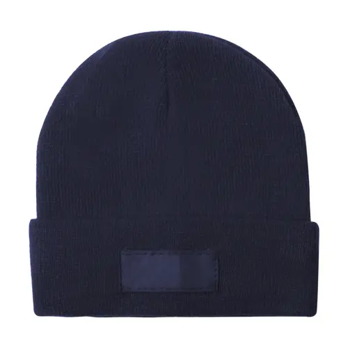 Berretto invernale in acrilico con patch sulla parte anteriore