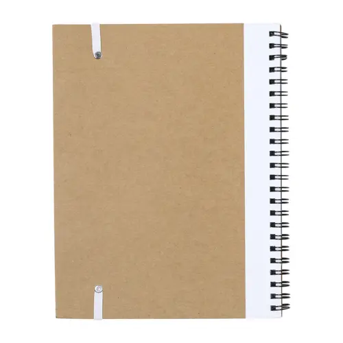 Block notes A5 copertina in carta riciclata e 60 fogli neutri con penna abbinata in refill blu