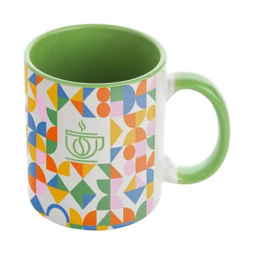 Tazza in ceramica bianca con parete interna e manico colorati ideale per sublimazione 350ml