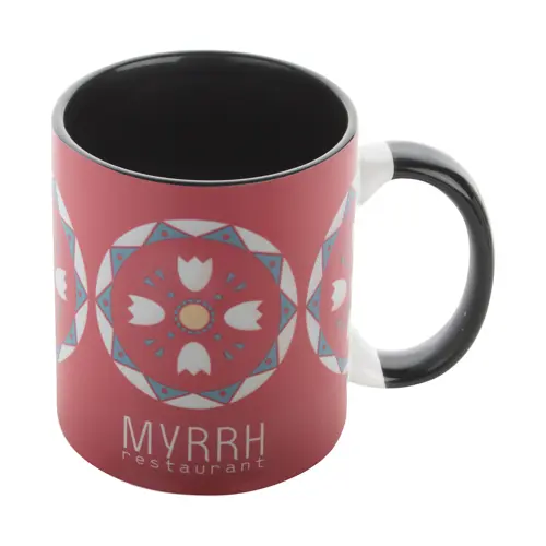 Tazza in ceramica bianca con parete interna e manico colorati ideale per sublimazione 350ml