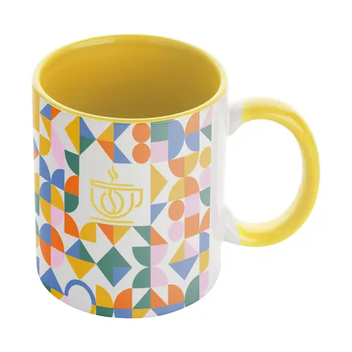 Tazza in ceramica bianca con parete interna e manico colorati ideale per sublimazione 350ml