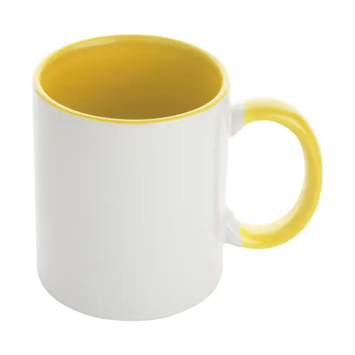 Tazza in ceramica bianca con parete interna e manico colorati ideale per sublimazione 350ml