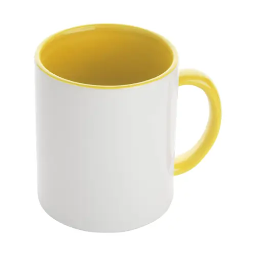 Tazza in ceramica bianca con parete interna e manico colorati ideale per sublimazione 350ml