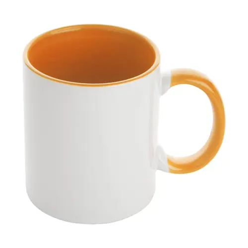 Tazza in ceramica bianca con parete interna e manico colorati ideale per sublimazione 350ml