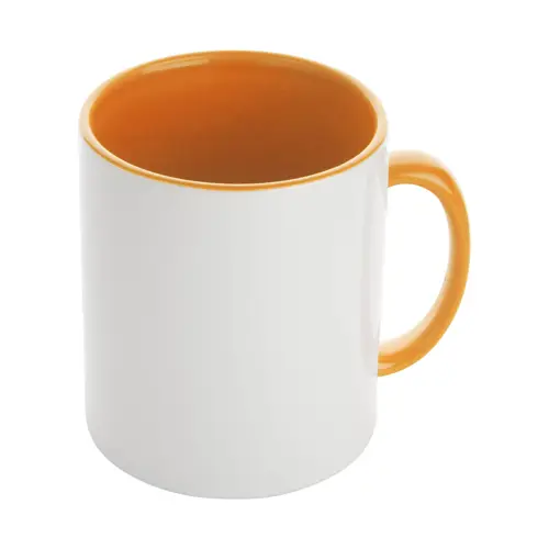 Tazza in ceramica bianca con parete interna e manico colorati ideale per sublimazione 350ml