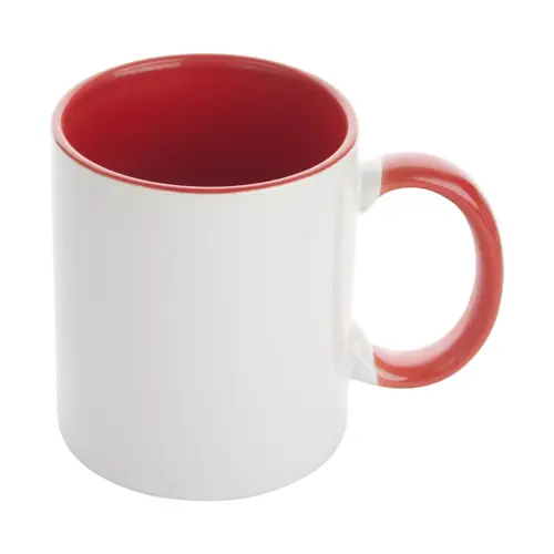Tazza in ceramica bianca con parete interna e manico colorati ideale per sublimazione 350ml