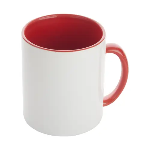 Tazza in ceramica bianca con parete interna e manico colorati ideale per sublimazione 350ml
