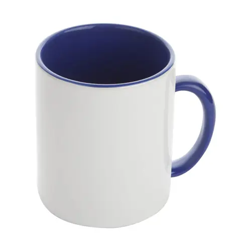 Tazza in ceramica bianca con parete interna e manico colorati ideale per sublimazione 350ml