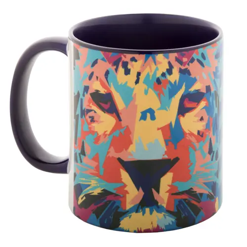 Tazza in ceramica bianca con parete interna e manico colorati ideale per sublimazione 350ml