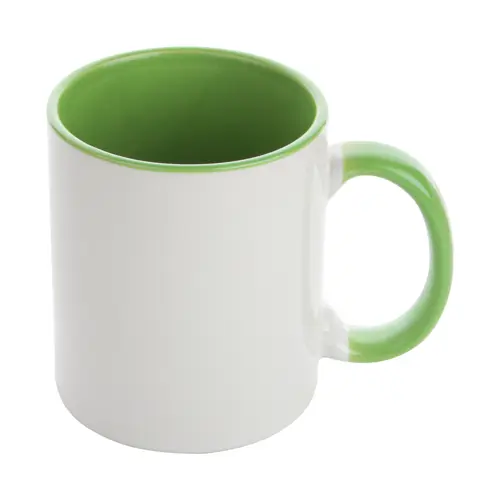 Tazza in ceramica bianca con parete interna e manico colorati ideale per sublimazione 350ml
