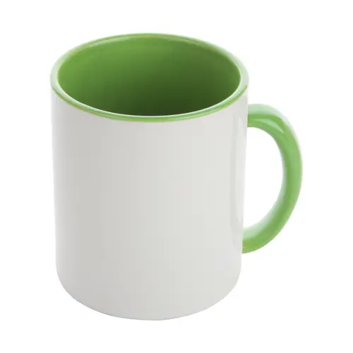 Tazza in ceramica bianca con parete interna e manico colorati ideale per sublimazione 350ml