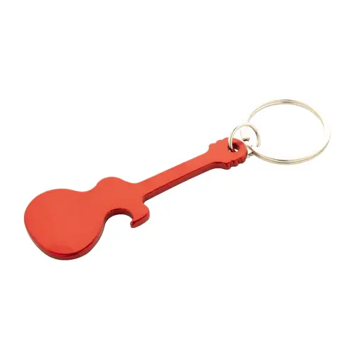 Portachiavi apribottiglie in alluminio a forma di chitarra