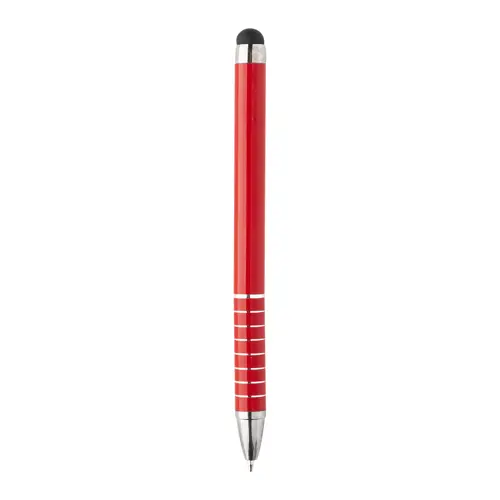 Penna a sfera in alluminio disponibile in vari colori e punta touch con meccanismo a rotazione e refill blu