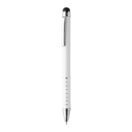 Penna a sfera in alluminio disponibile in vari colori e punta touch con meccanismo a rotazione e refill blu