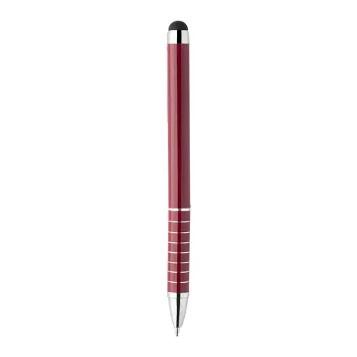Penna a sfera in alluminio disponibile in vari colori e punta touch con meccanismo a rotazione e refill blu