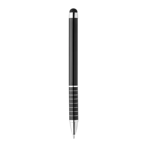 Penna a sfera in alluminio disponibile in vari colori e punta touch con meccanismo a rotazione e refill blu