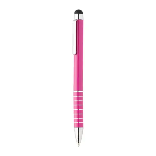 Penna a sfera in alluminio disponibile in vari colori e punta touch con meccanismo a rotazione e refill blu