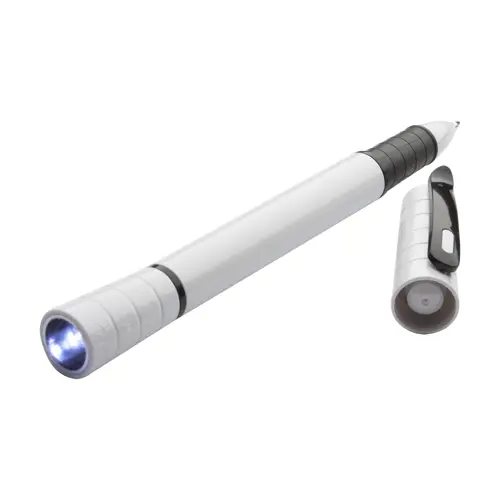 Penna roller in plastica multifunzione con torcia e cappuccio e refill blu