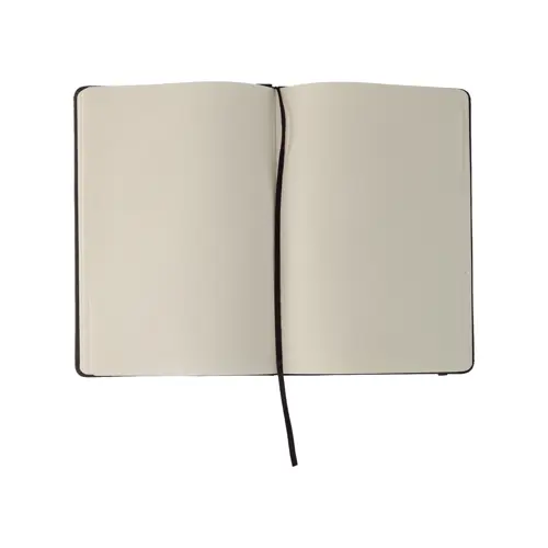 Block Notes A5 con copertina in finta pelle e 100 fogli neutri con segnalibro e cinturino in gomma coordinati