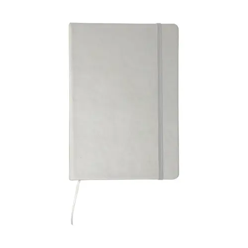 Block Notes A5 con copertina in finta pelle e 100 fogli neutri con segnalibro e cinturino in gomma coordinati