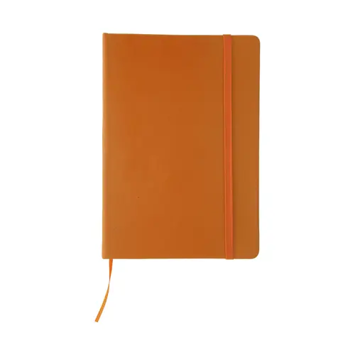 Block Notes A5 con copertina in finta pelle e 100 fogli neutri con segnalibro e cinturino in gomma coordinati