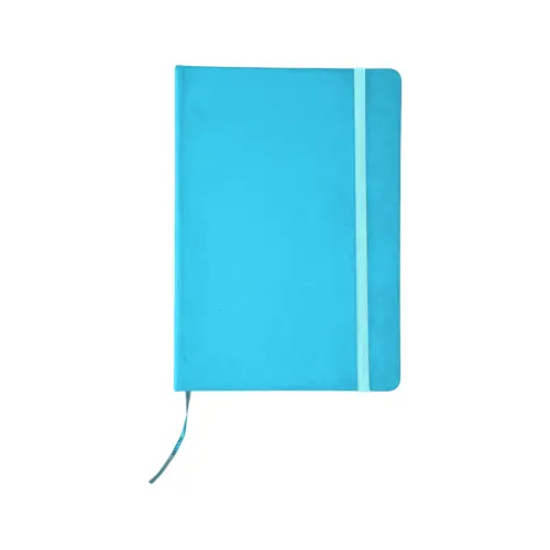 Block Notes A5 con copertina in finta pelle e 100 fogli neutri con segnalibro e cinturino in gomma coordinati