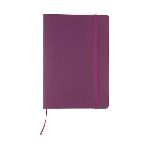 Block Notes A5 con copertina in finta pelle e 100 fogli neutri con segnalibro e cinturino in gomma coordinati